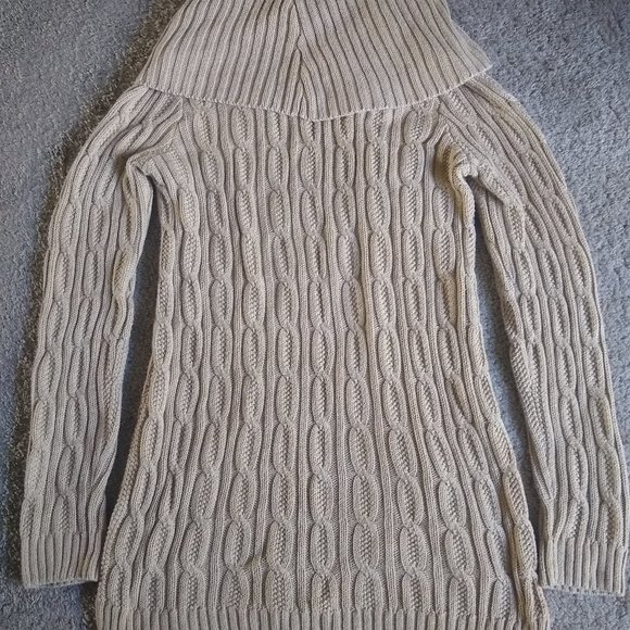 Jeanne Pierre Cowl Neck Sweater Dress, Tan, Size S - Picture 4 of 4